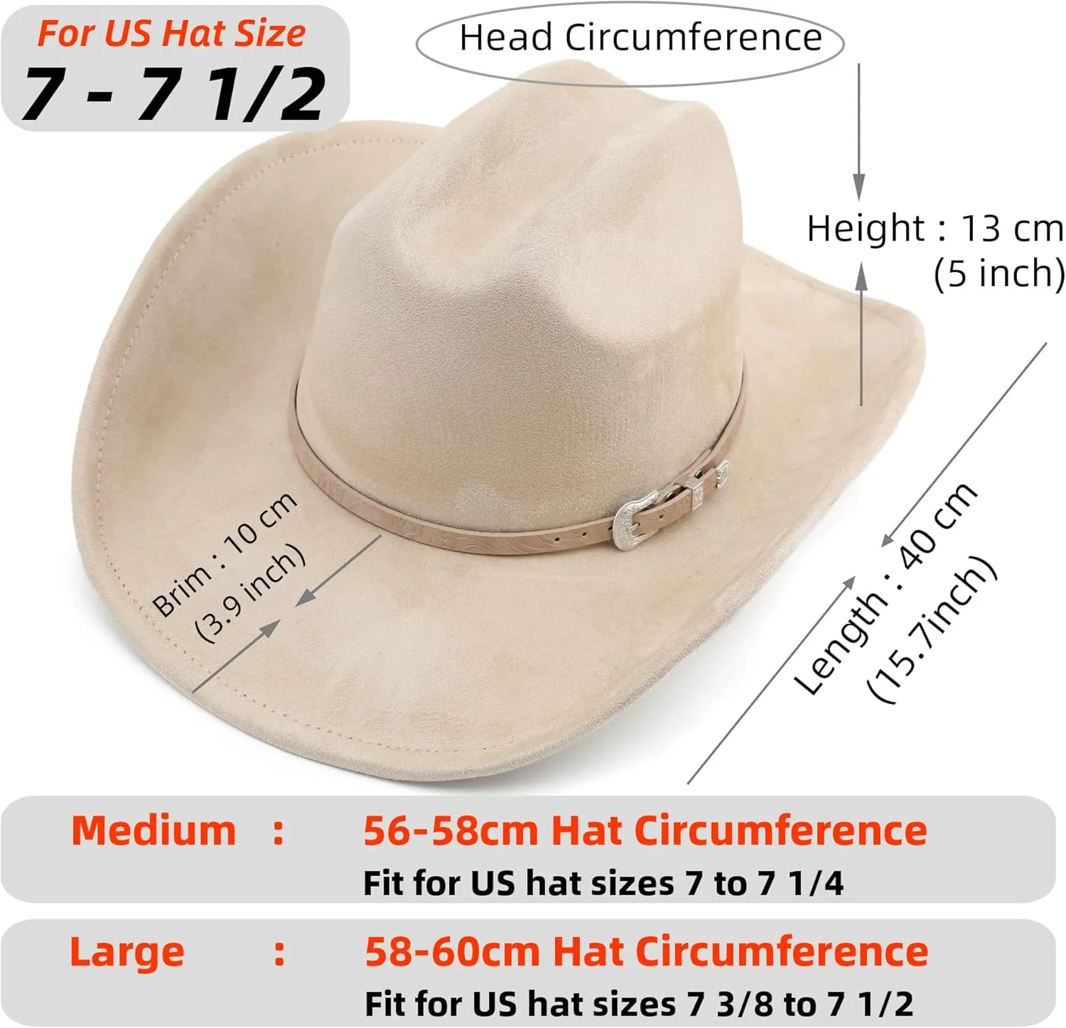 Big Cowboy Hat for Women Men Wide Brim Cowgirls Beach Cattleman Western Cowboys Hat