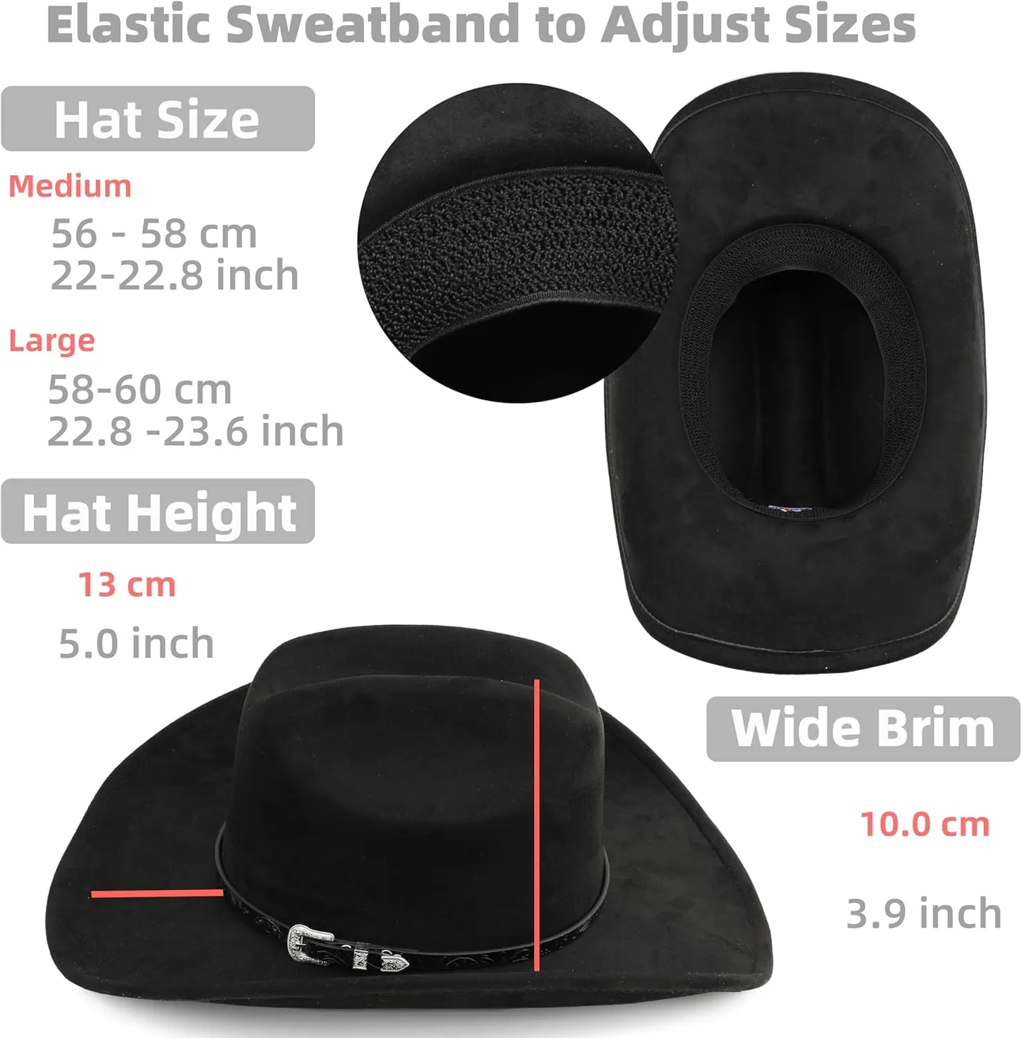 Big Cowboy Hat for Women Men Wide Brim Cowgirls Beach Cattleman Western Cowboys Hat