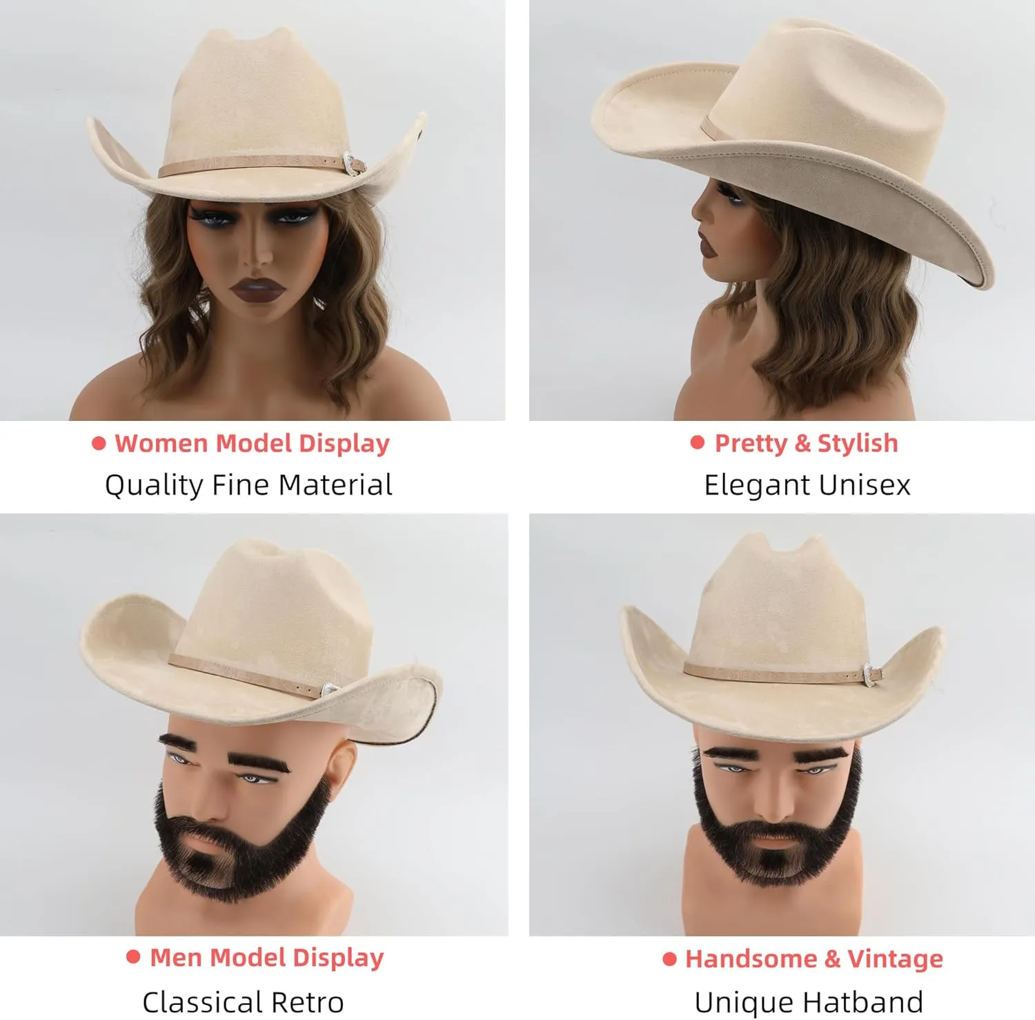 Big Cowboy Hat for Women Men Wide Brim Cowgirls Beach Cattleman Western Cowboys Hat