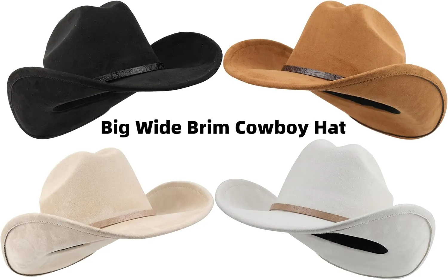 Big Cowboy Hat for Women Men Wide Brim Cowgirls Beach Cattleman Western Cowboys Hat