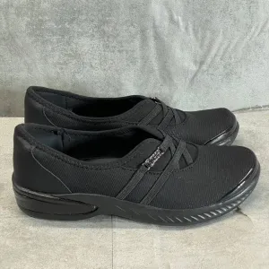 BZEES Women's Black Mesh Niche Washable Fabric Lightweight Slip-On Sneakers