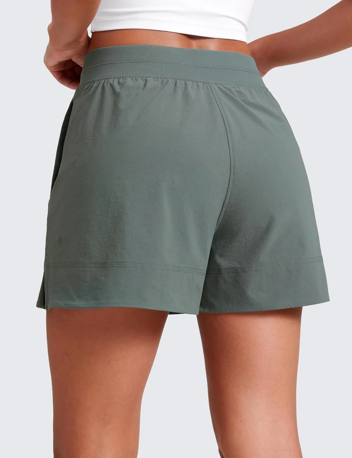 CRZ YOGA Stretch Womens Shorts Casual 4" Linerless High Waisted V Slit for Athletic Hiking Dress Golf with Pockets