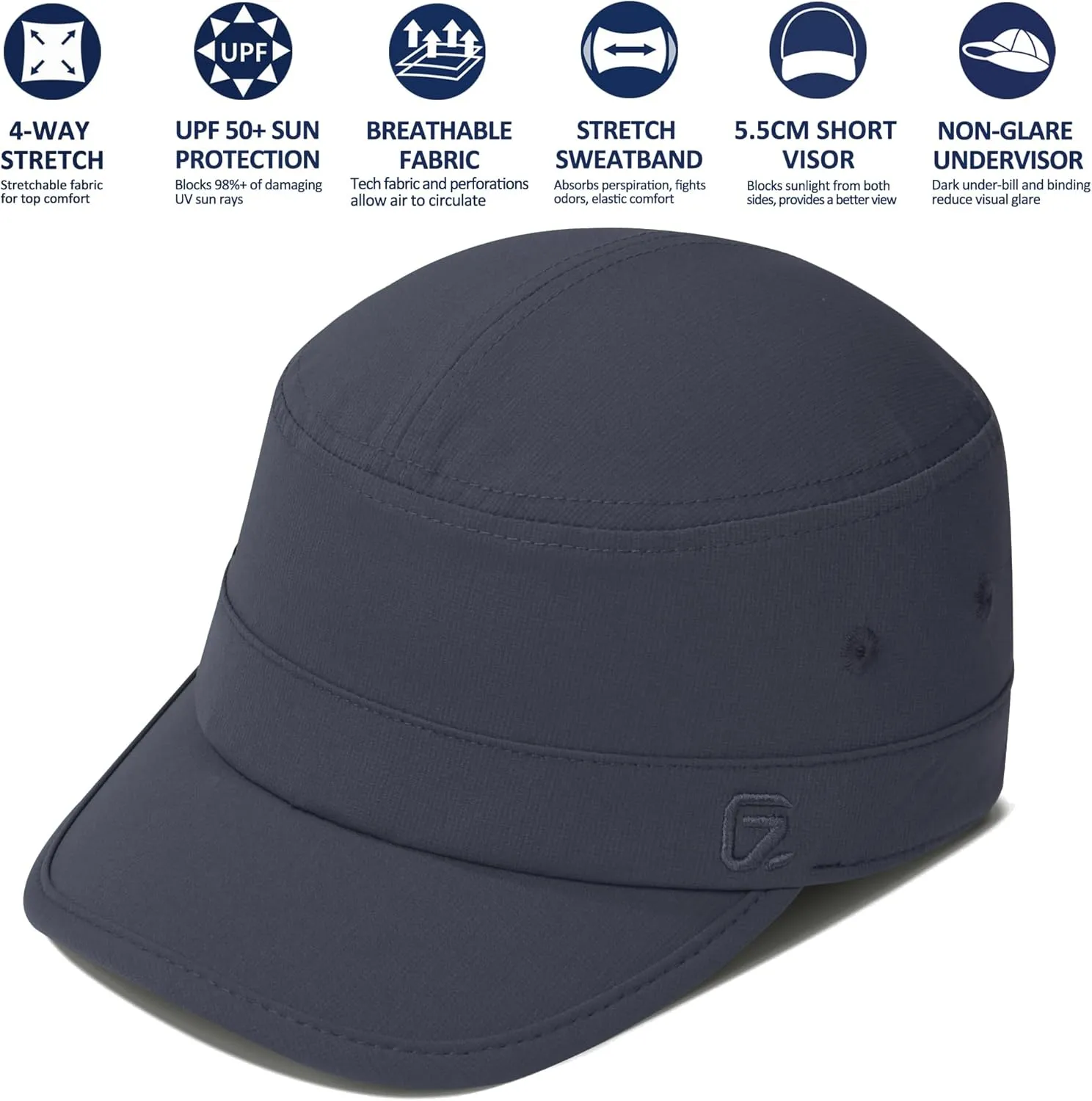 GADIEMKENSD Stretch Army Cap Cadet Military Hats Flat Top Baseball Cap Short Bill Breathable