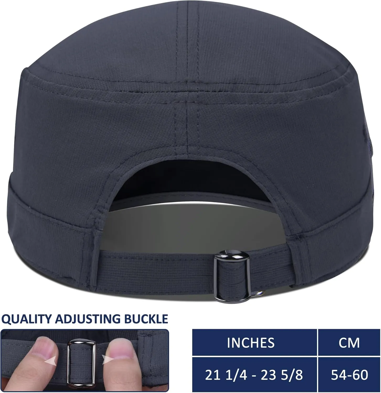 GADIEMKENSD Stretch Army Cap Cadet Military Hats Flat Top Baseball Cap Short Bill Breathable