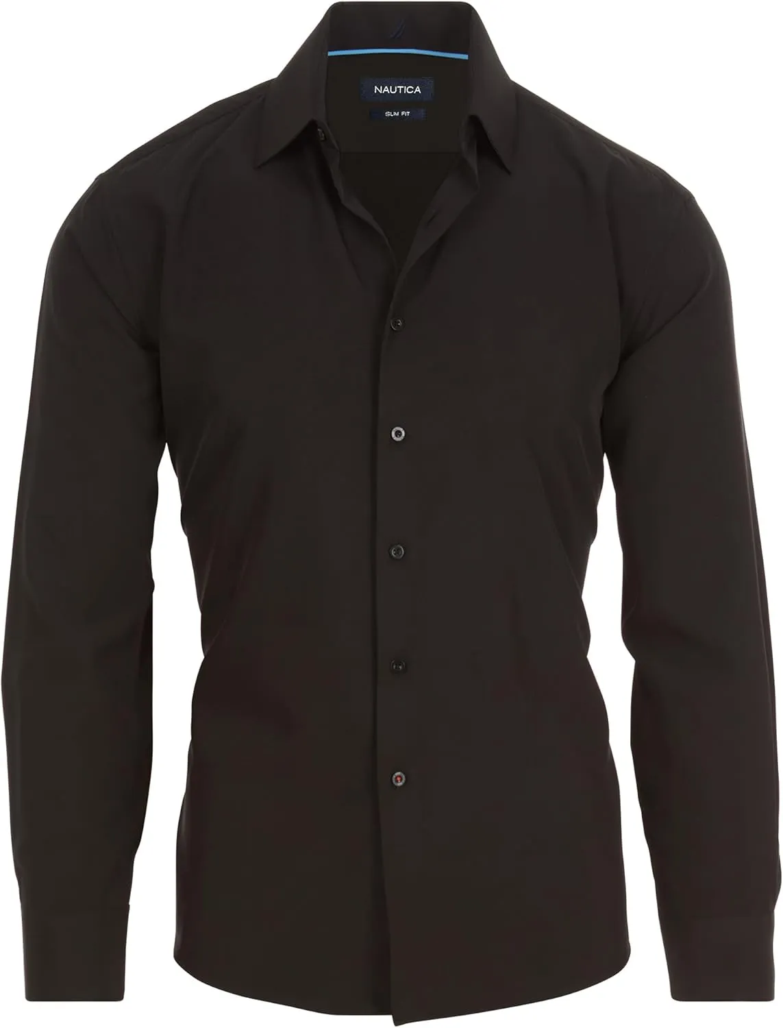 Nautica Slim Fit Mens Dress Shirts Long Sleeve Performance Polyester Fabric Wrinkle Free 4-Way Stretch