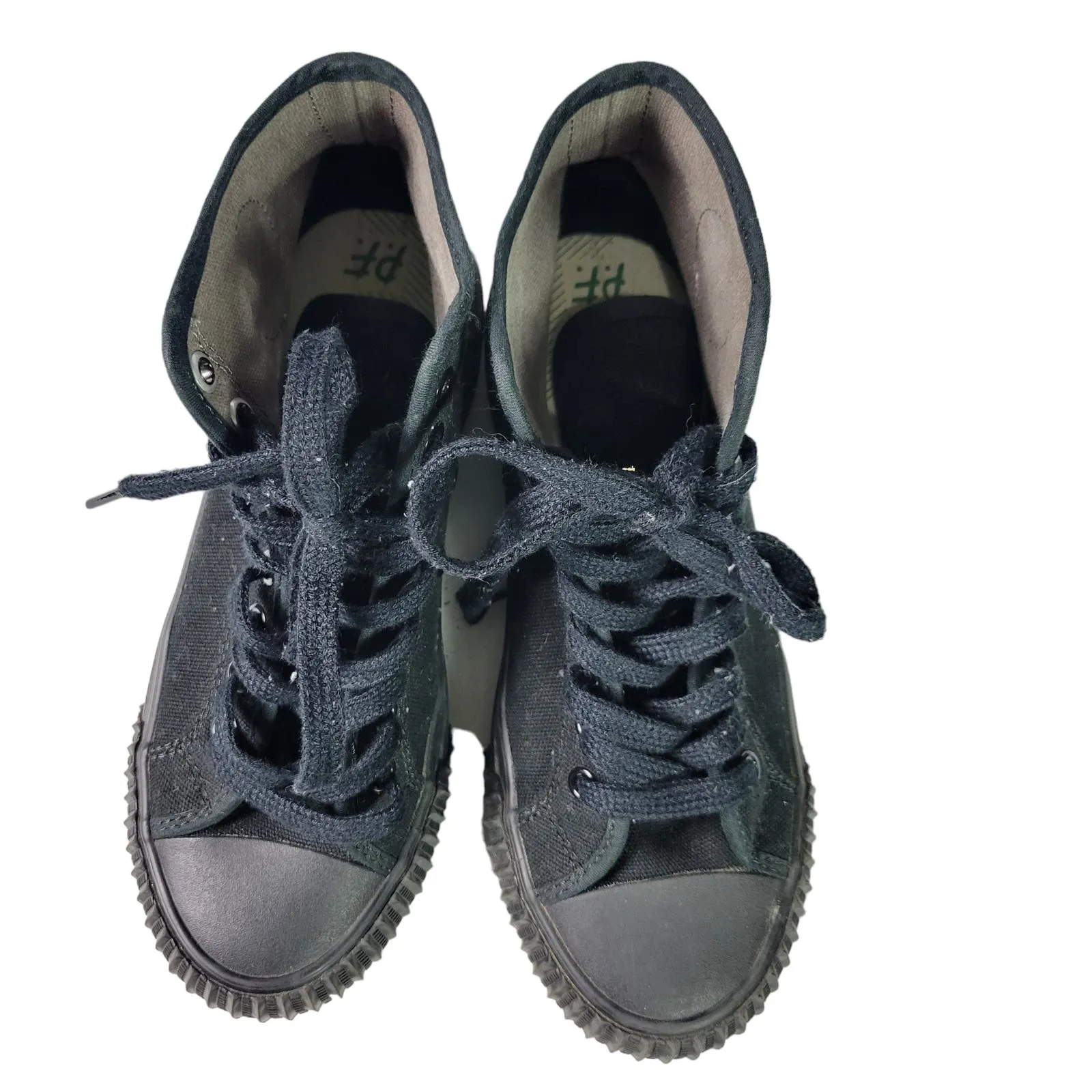 PF Flyers 1993 Center Hi Top Sneakers Black Limited Edition Cap Toe Unisex Size 6.5 Women