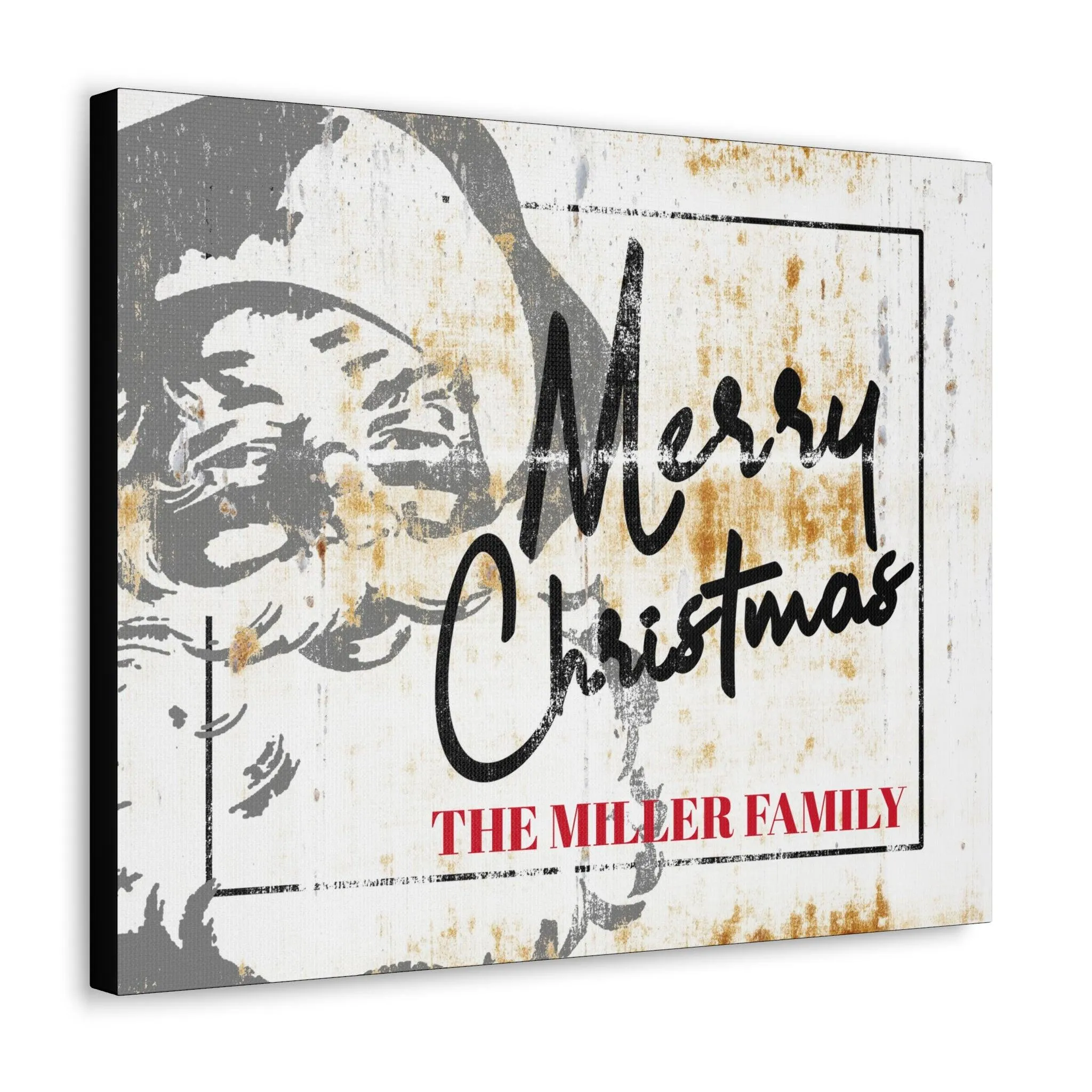 Santa Merry Christmas Personalized Wall Art - Vintage Santa Claus Last Name Sign